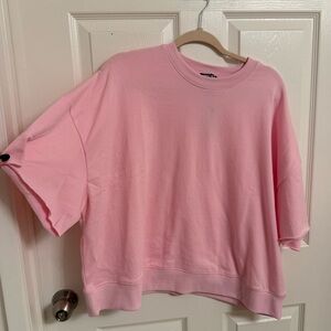 Pink Oversized Sweatshirt & Shorts Set